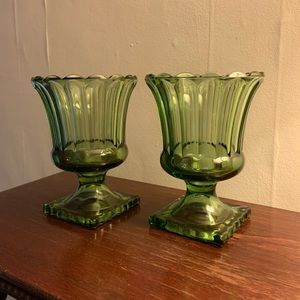 Pair of Glass Pedestal Candle Holders